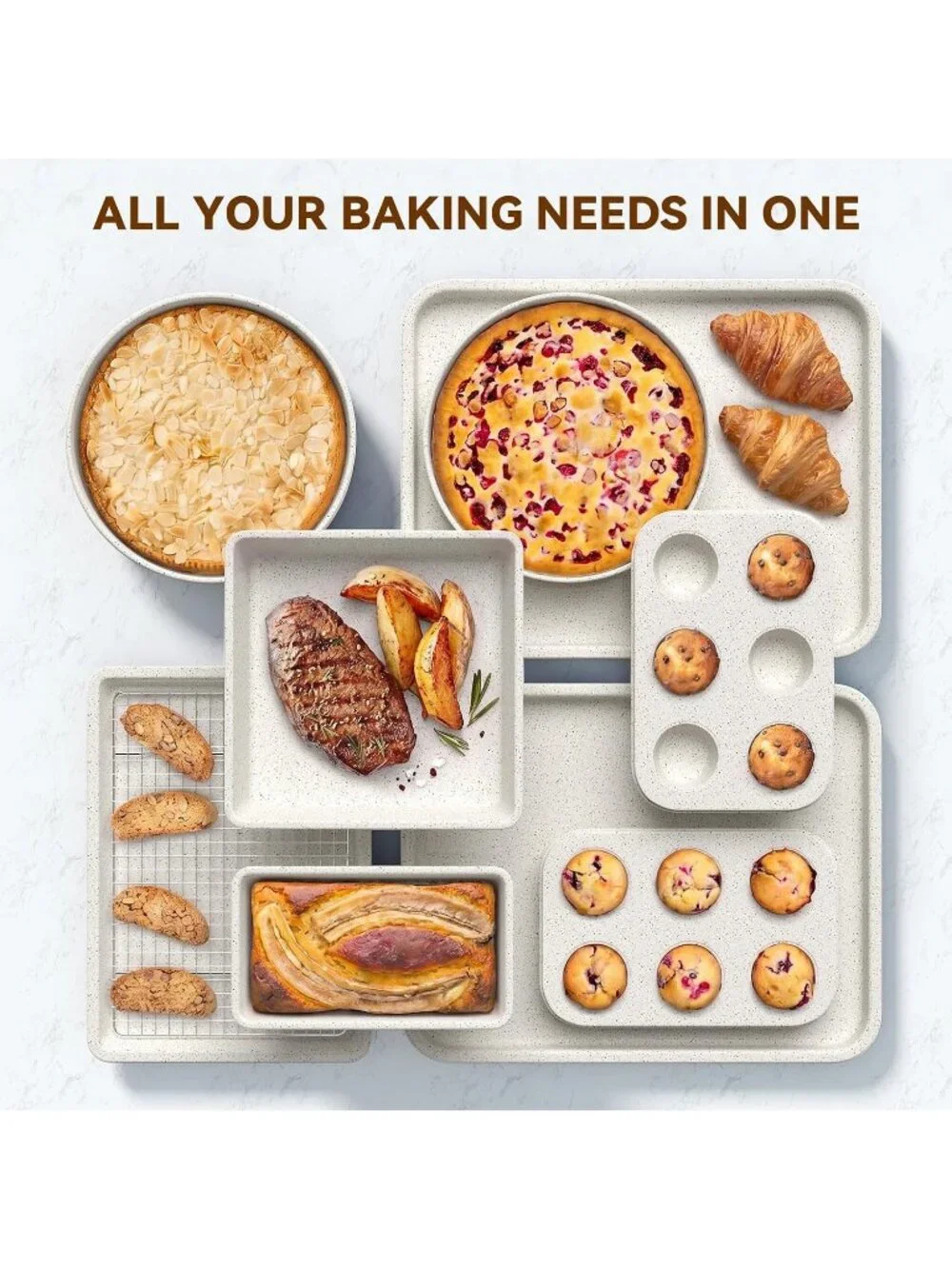 13-Piece White Includes Cookie Sheet with Rack Cake Pan Nonstick Bakeware Sets